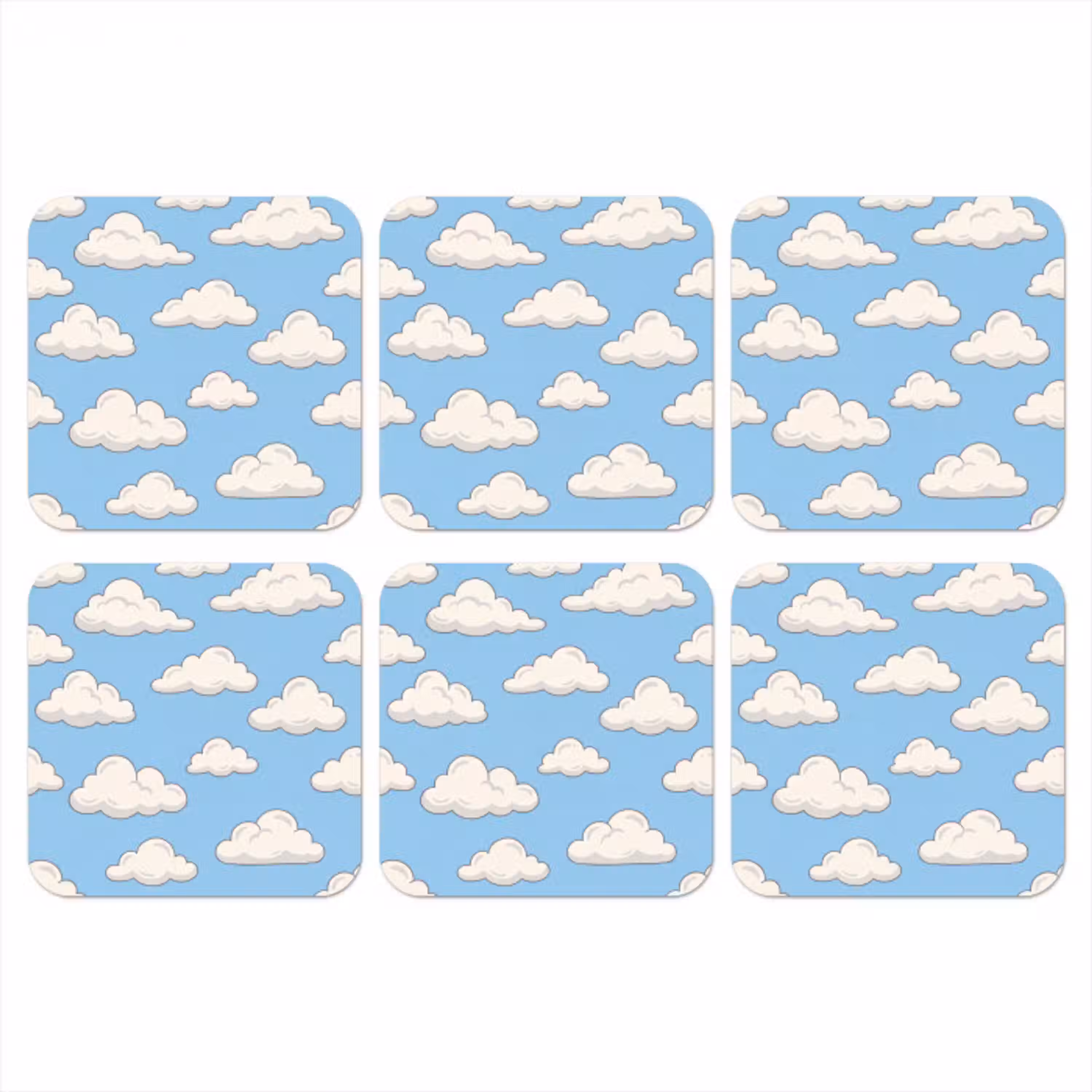Wolk - Cartoon - Lucht - Blauw - Wit onderzetter kurk middel -3d