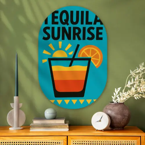 Illustratie - Tequila - Glas - Blauw Wandcirkel Ovaal Glas middel -sfeer2