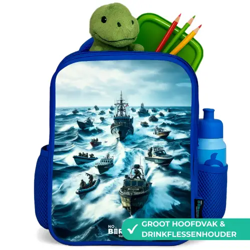 Schepen in de zee Kinderrugzak - Blauw middel -inhoud_NL