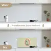 Bloemen - Illustratie - Geruit - Groen keuken achterwand spatscherm klein -voor_na_NL