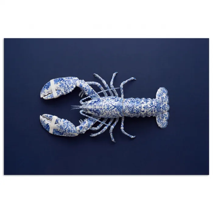 Kreeft - Porselein - Delfts - Blauw poster papier klein -3d