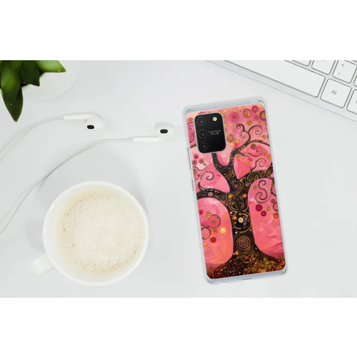 Boom - Levensboom - Roze - Goud Telefoonhoesje Samsung Galaxy S10 Lite klein -oordopS10Lite