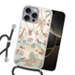 Jungle - Dieren - Groen Hoesje iPhone 16 Pro Max met koord klein -sfeer1