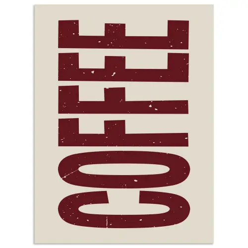 Koffie -Japandi - Rood - Vintage poster papier klein -3d