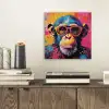 Graffiti - Chimpansee - Aap - Bril - Kleurrijk aluminium wit klein -sfeer1