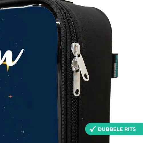 Planeet - Raket - Sterren - Donkerblauw Kinderkoffer - Zwart klein -rits_NL