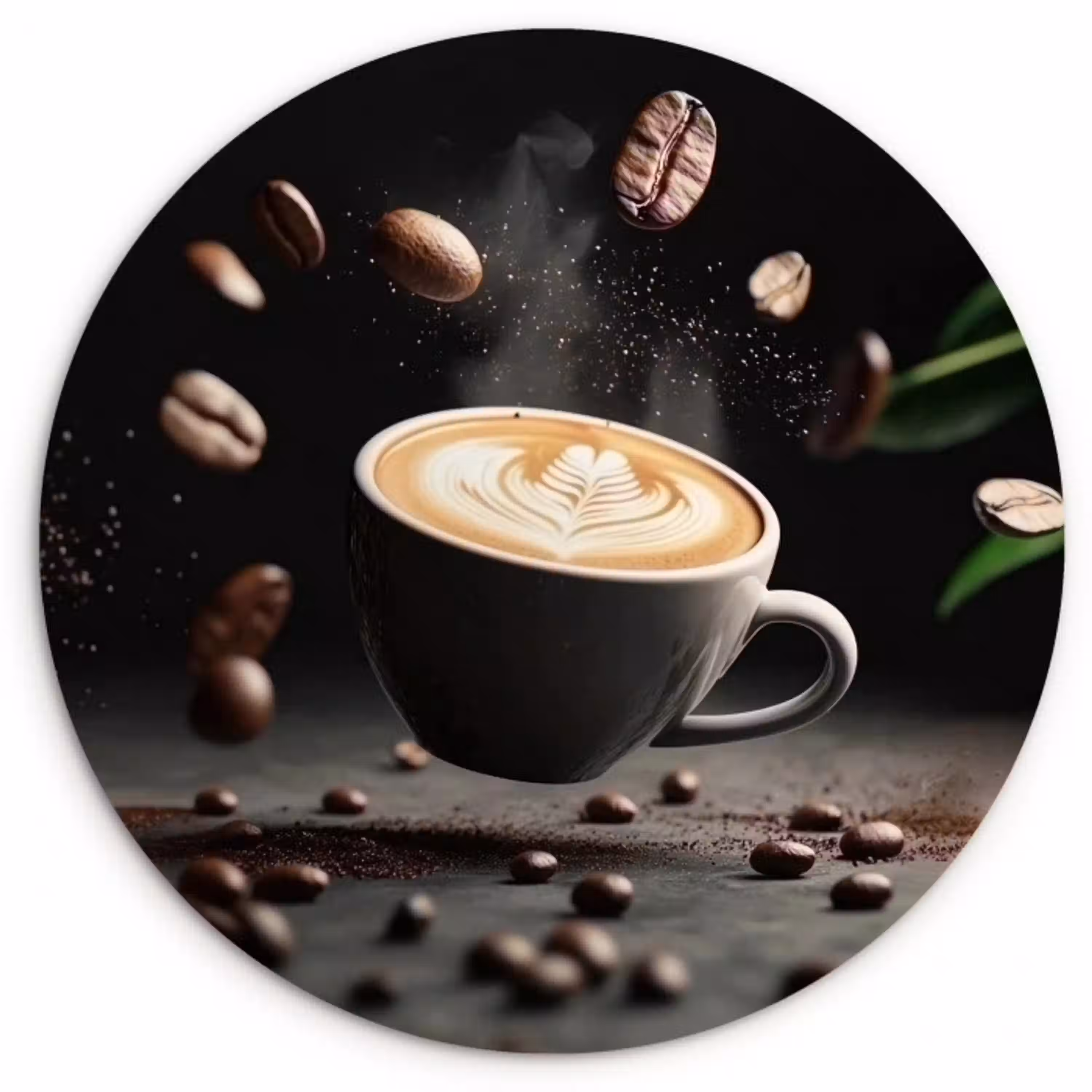 Cappuccino - Kop - Bonen - Bruin Wandcirkel plexiglas klein -3d