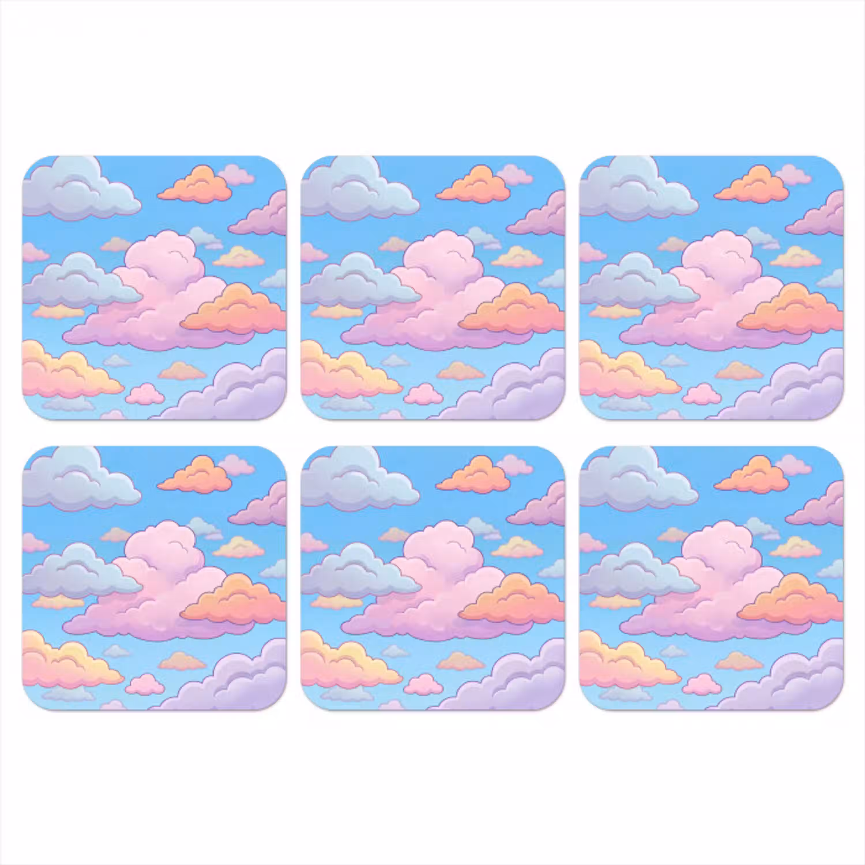 Wolk - Lucht - Natuur - Illustratie - Pastel onderzetter kurk middel -3d