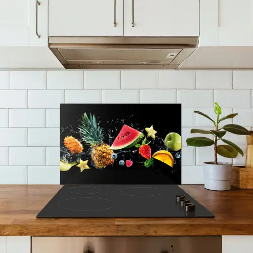 Splash - Fruit - Zwart keuken achterwand spatscherm klein -sfeer2