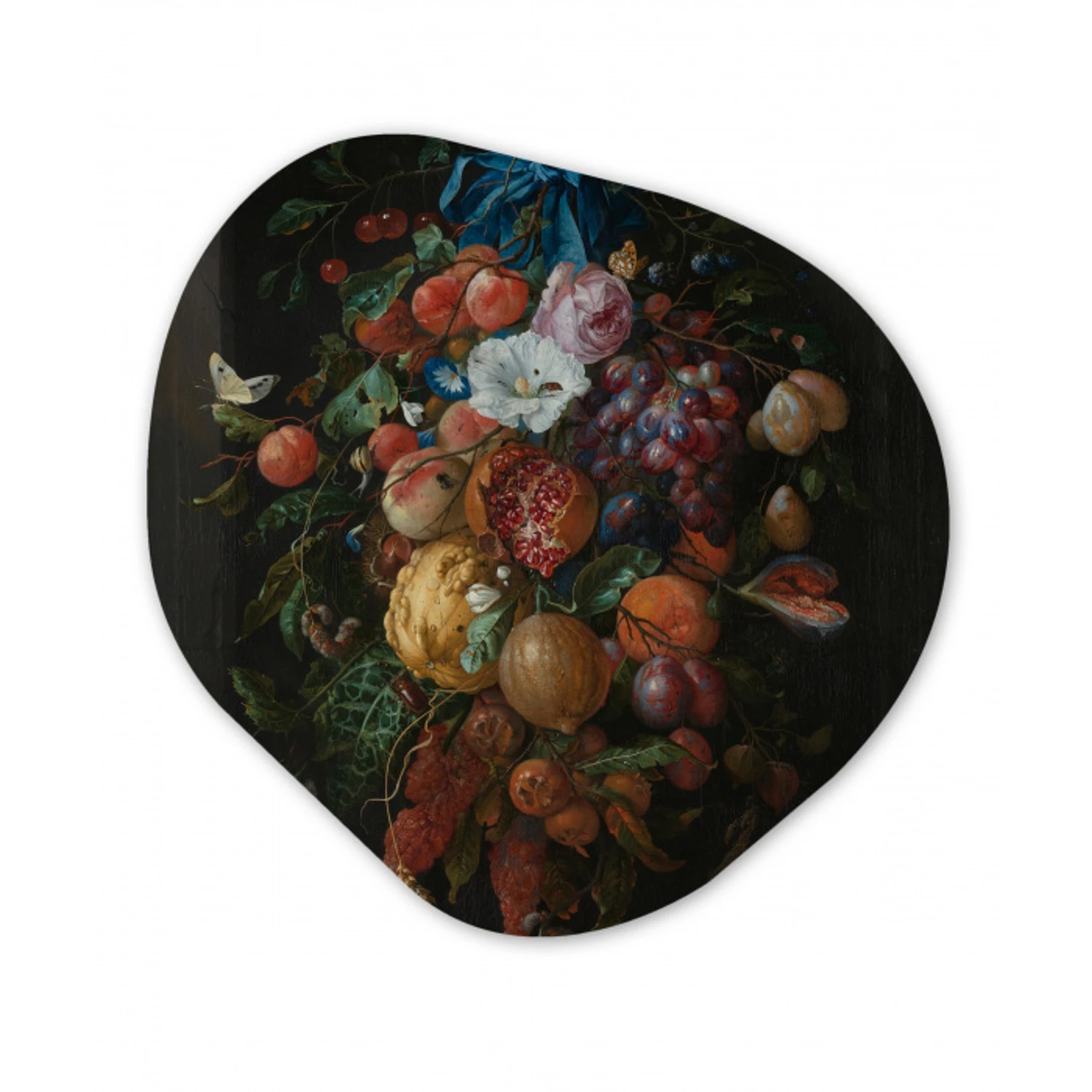 Festoen van vruchten en bloemen - Schilderij van Jan Davidsz. de Heem Wandcirkel Organisch Forex 3mm klein -3d