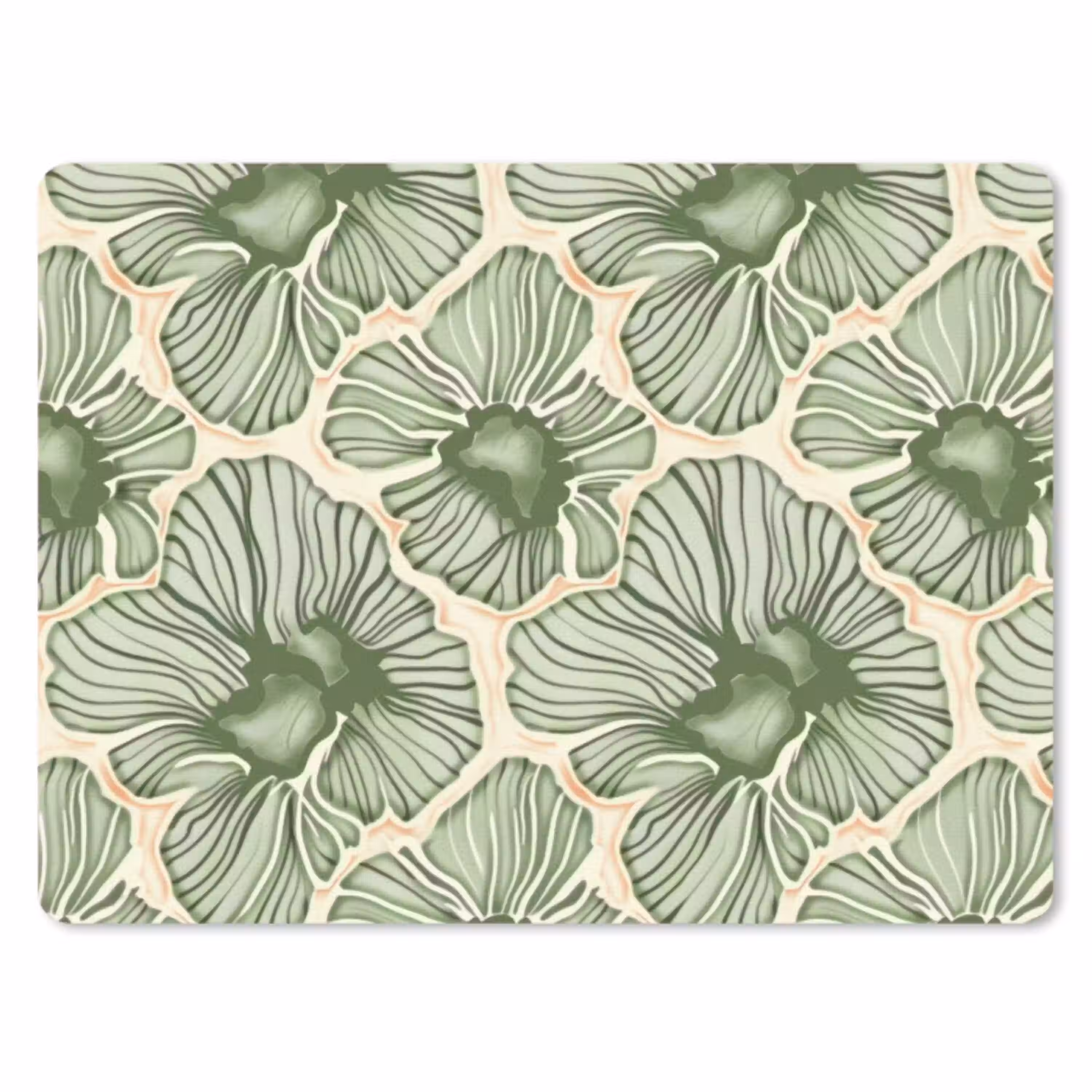 Groen - Botanisch - Bloemen - Organisch - Patroon muismat rubber klein 262 -3d