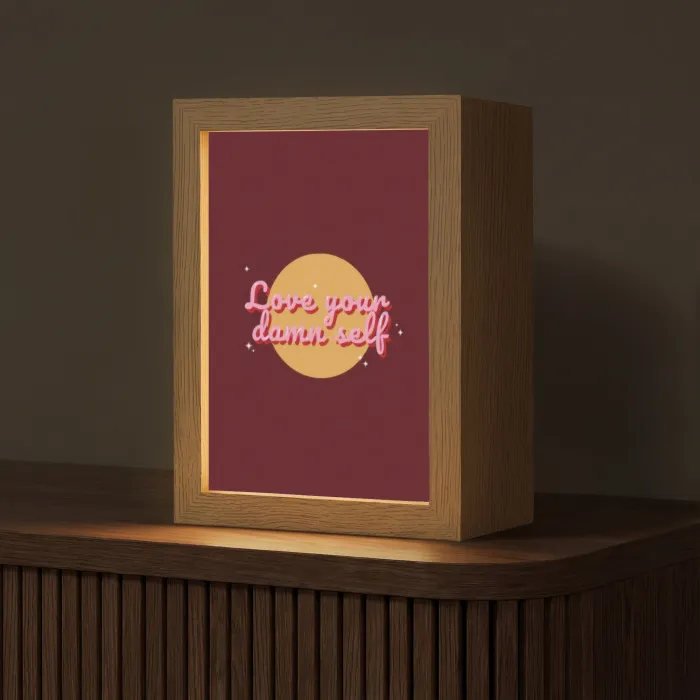 love your damn self - Cirkel - Glitter - Rood Light Box met kabel (Tafellamp) klein -z3d_website