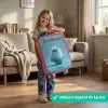 Blauw pluizig monster met hoorns Kinderkoffer - Roze klein -sfeer2_NL
