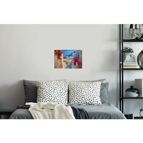 Santorini - Bloemen - Griekenland Muursticker klein -slaapkamer