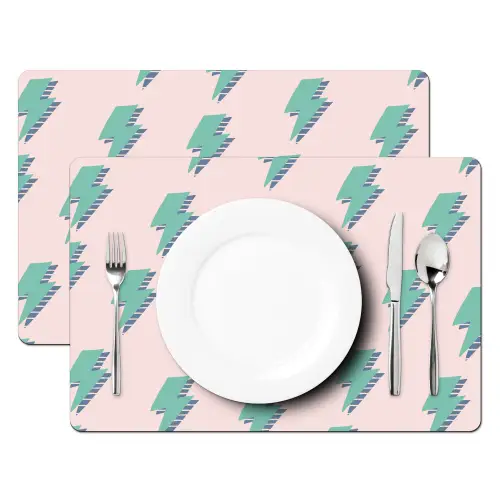 Patroon - Bliksem - Roze - Groen Placemat vinyl groot 368 -zzsfeer2_Kitchenyeah-website