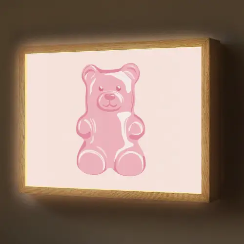 Beer - Roze - Snoep Light Box met batterij (Wandlamp) middel -z3d_website