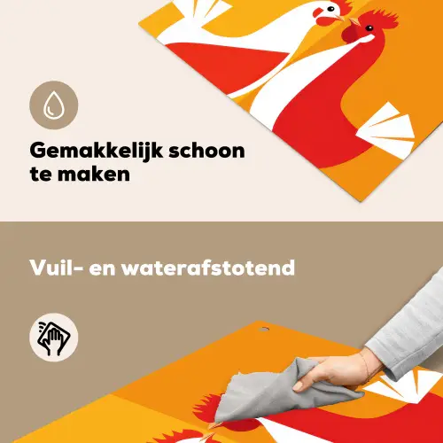 Kippen - Oranje - Vlakken Inductie beschemer met haakjes middel -ky-schoon-nl