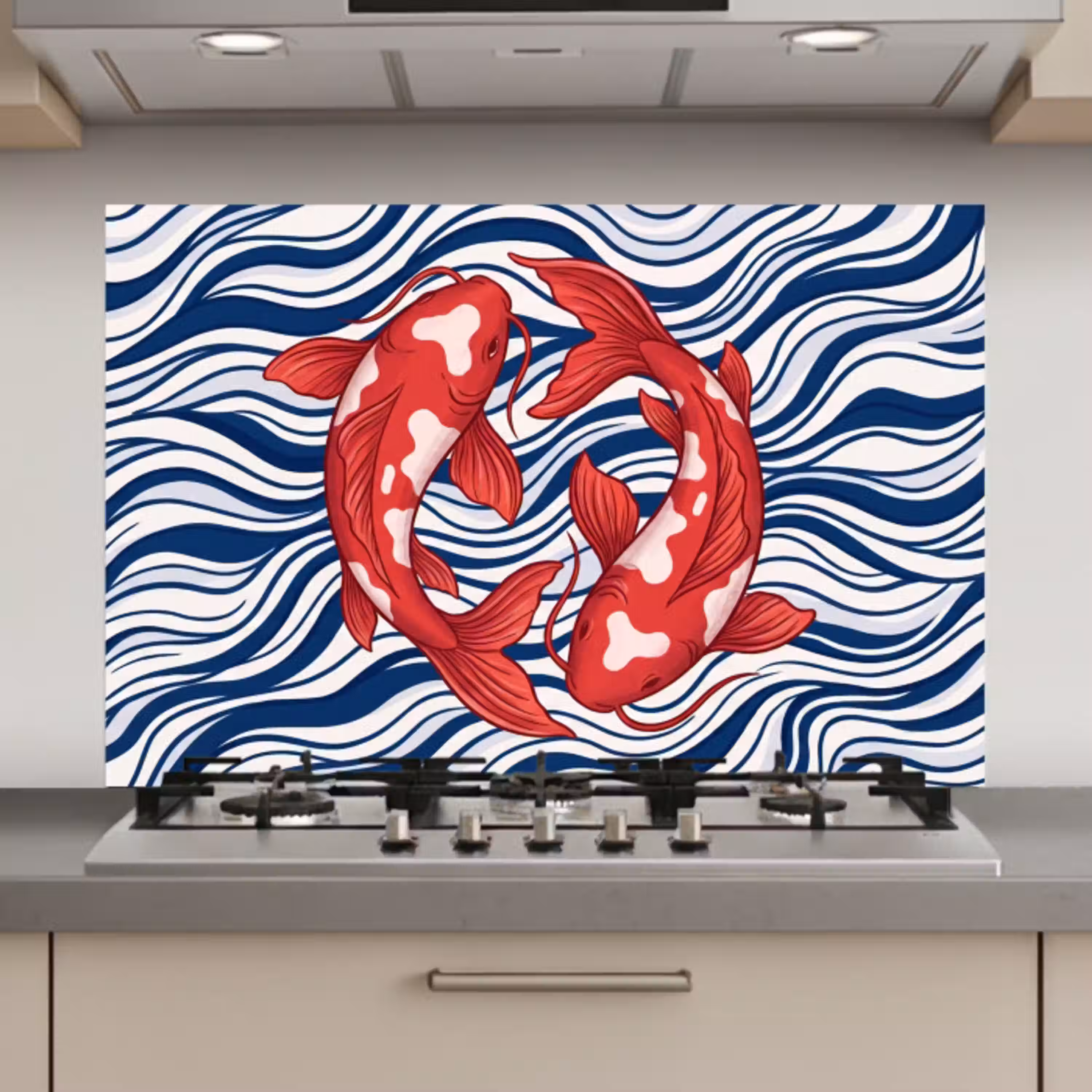 Vis - Water - Natuur - Illustratie - Rood keuken achterwand spatscherm klein -3d_website
