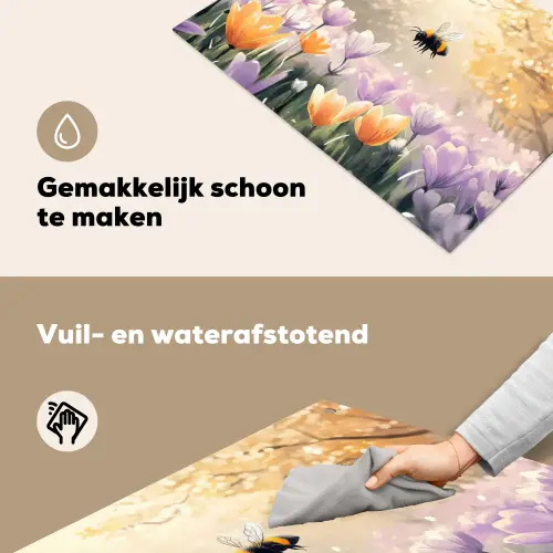 Viooltjes - bij - Zonlicht Inductie beschemer met haakjes klein -ky-schoon-nl