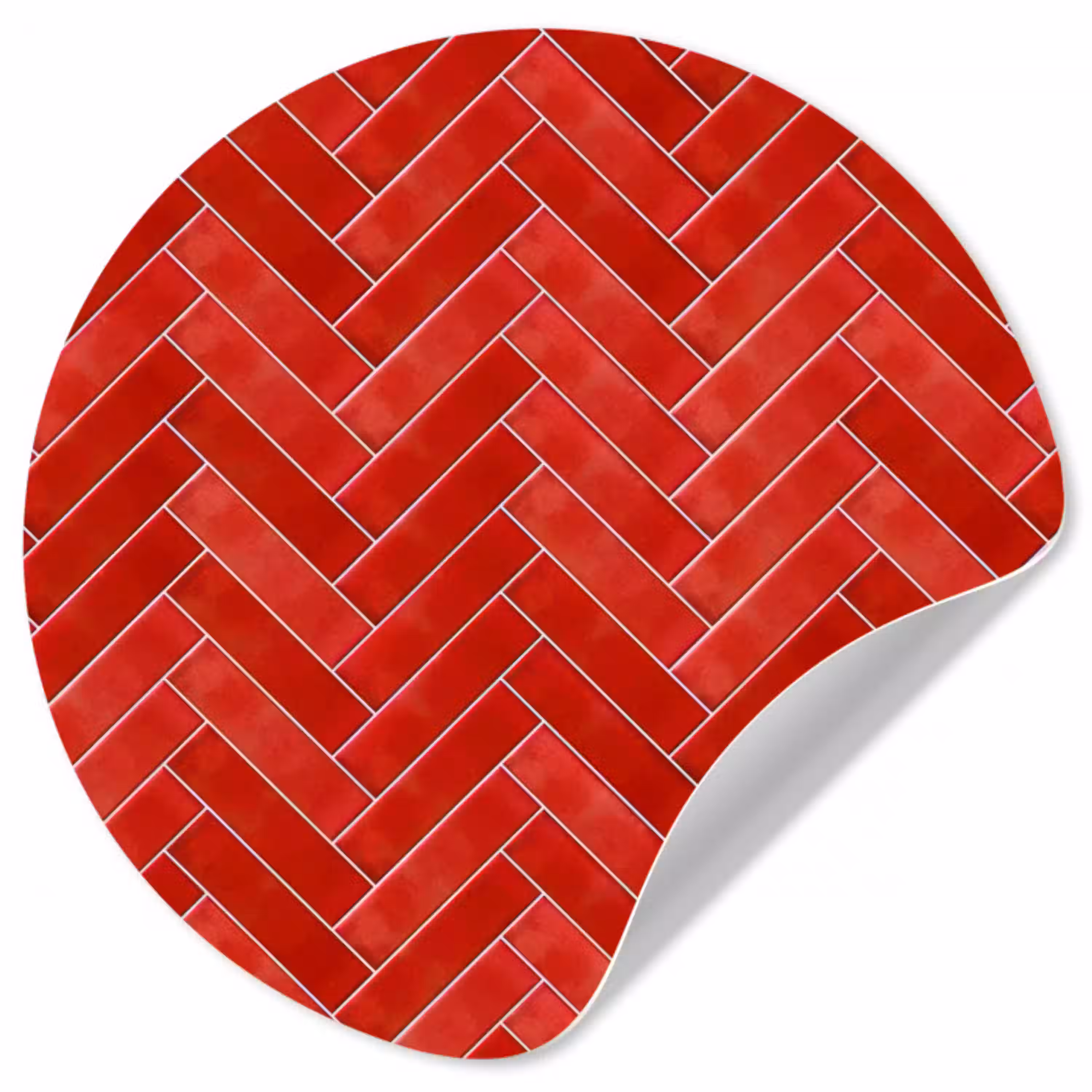 Visgraat - Tegel - Rood Wandcirkel behangsticker klein 186 -3d