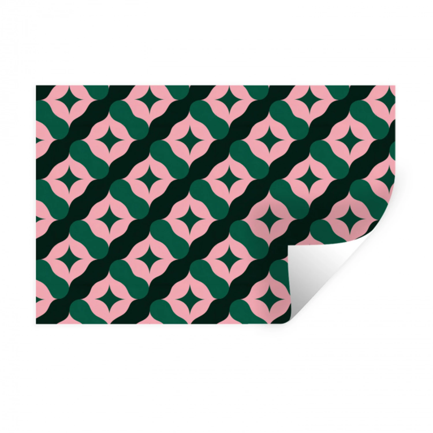 Groen - Roze - Retro - Sterren Muursticker klein 286 -3d