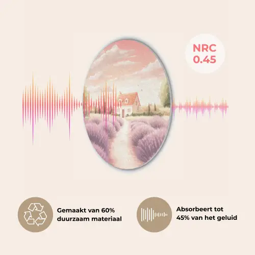 Lavendelveld - Huis - Paars Akoestische PET Vilt - Rond klein -USP_NL