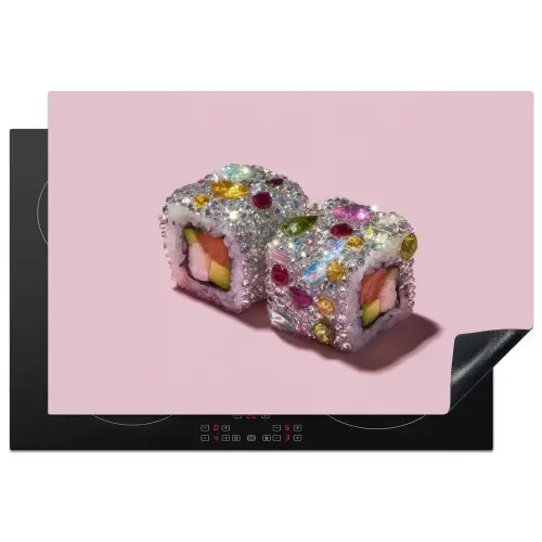 Sushi - Rolletjes - Steentjes - Kleurrijk Inductie beschermer vinyl 3mm klein -3d