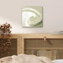 Abstract - Penseelstreken - Golven - Groen aluminium wit klein -sfeer3