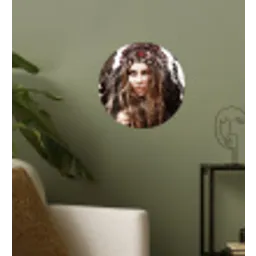 Vrouw - Indianentooi - Veren - Strepen Wandcirkel behangsticker klein -sfeer2