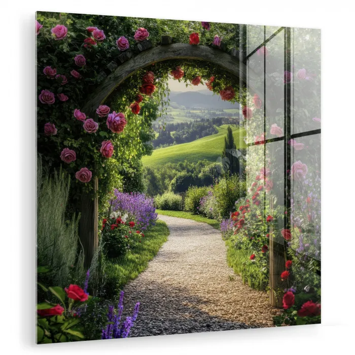Doorkijk - Tuinboog - Bloemen - Natuur - Pad plexiglas 5mm klein -zzzproduct_nieuw