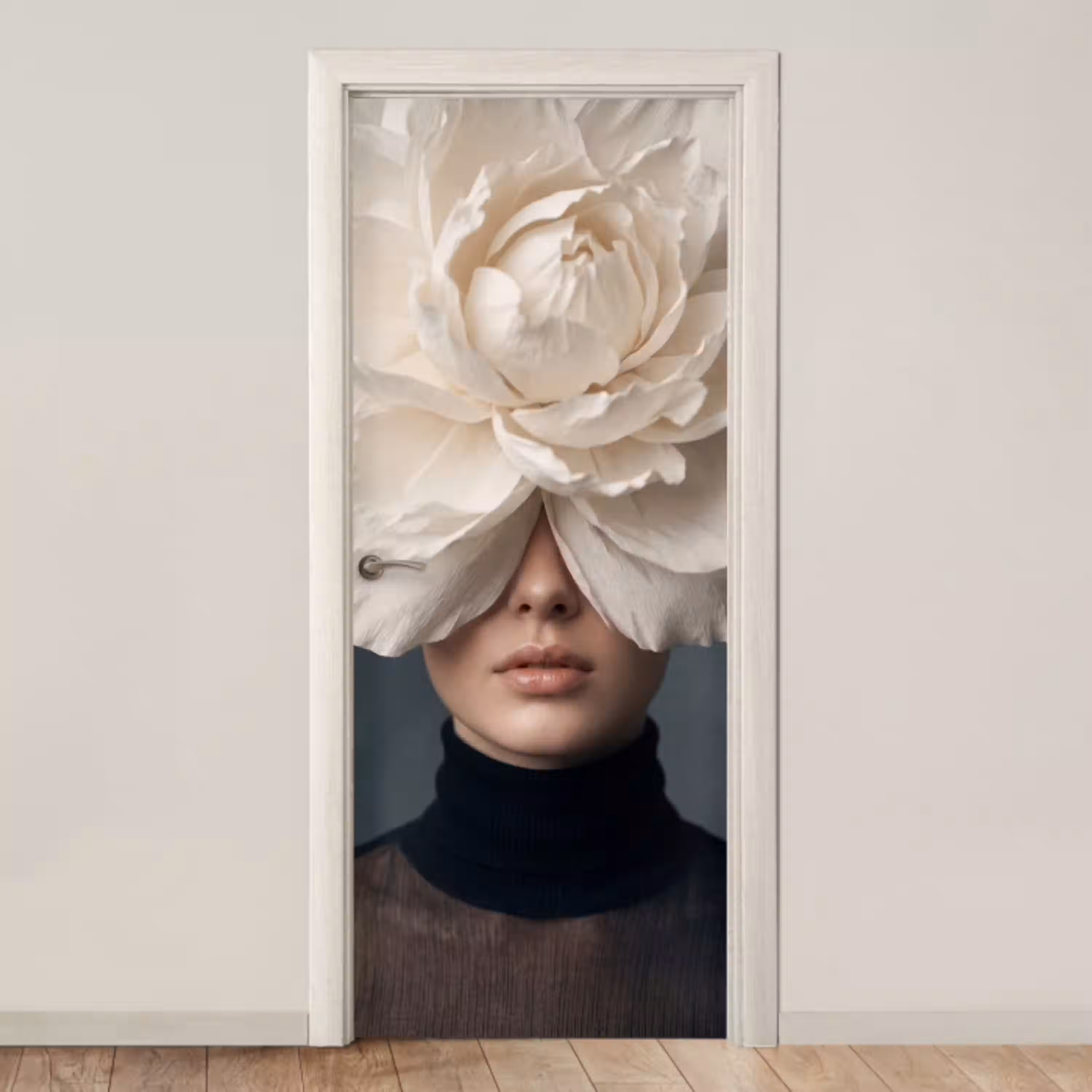 Portret - Mysterieus - Wit deurposter klein -3d_beige