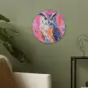 Uil - Roze - Blauw - Verf - Abstract Akoestische PET Vilt - Rond klein -sfeer2