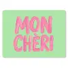 Mon cheri - Groen - Roze muismat rubber klein -3d