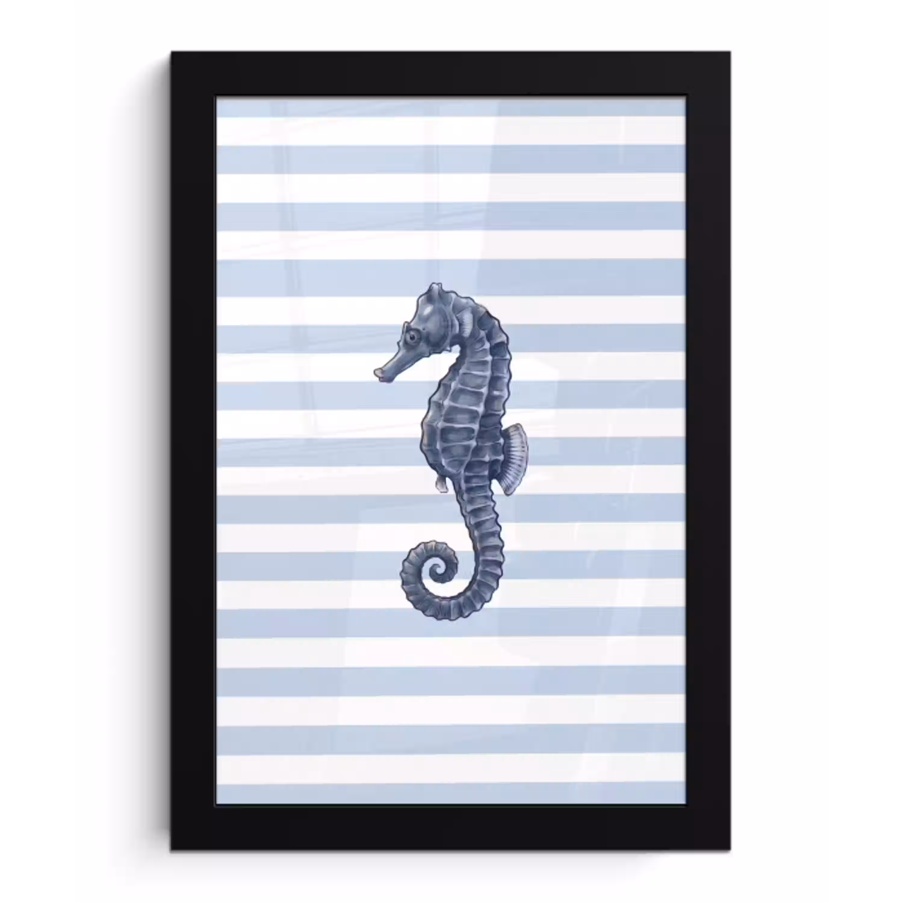 Vis - Oceaan - Illustratie - Blauw - Strepen fotolijst zwart zonder passe partout klein -3d
