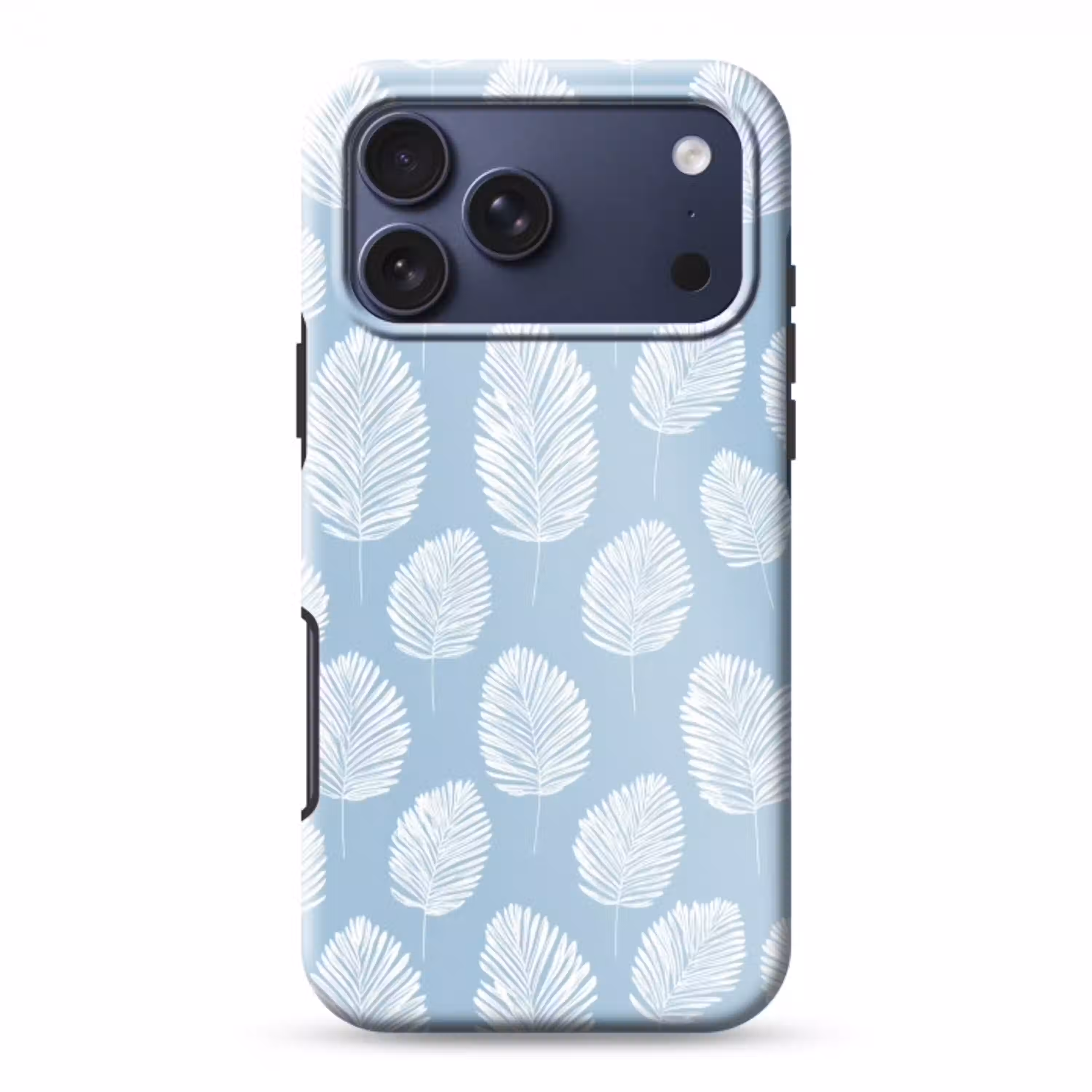 Palmbladeren - Naadloos - Patroon - Pastelblauw Toughcase MagSafe Apple iPhone 17 Pro Max klein 1019 -3d
