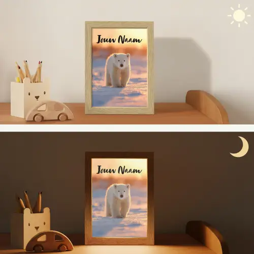 Ijsbeer - Sneeuw - Zonsopgang Light Box met kabel (Kinderlampje) klein -sfeer3_kind