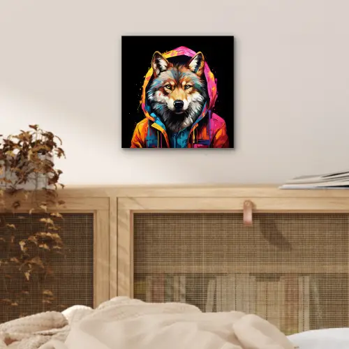 Graffiti - Wolf - Jas - Zwart aluminium wit klein -sfeer3