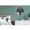 Olifant - Zwart - Wit - Rook Wandcirkel aluminium klein -slaapkamer