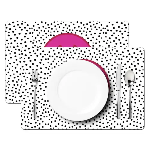 Smiley - Roze - Stippen Placemat vinyl groot -zzsfeer2_Kitchenyeah-website