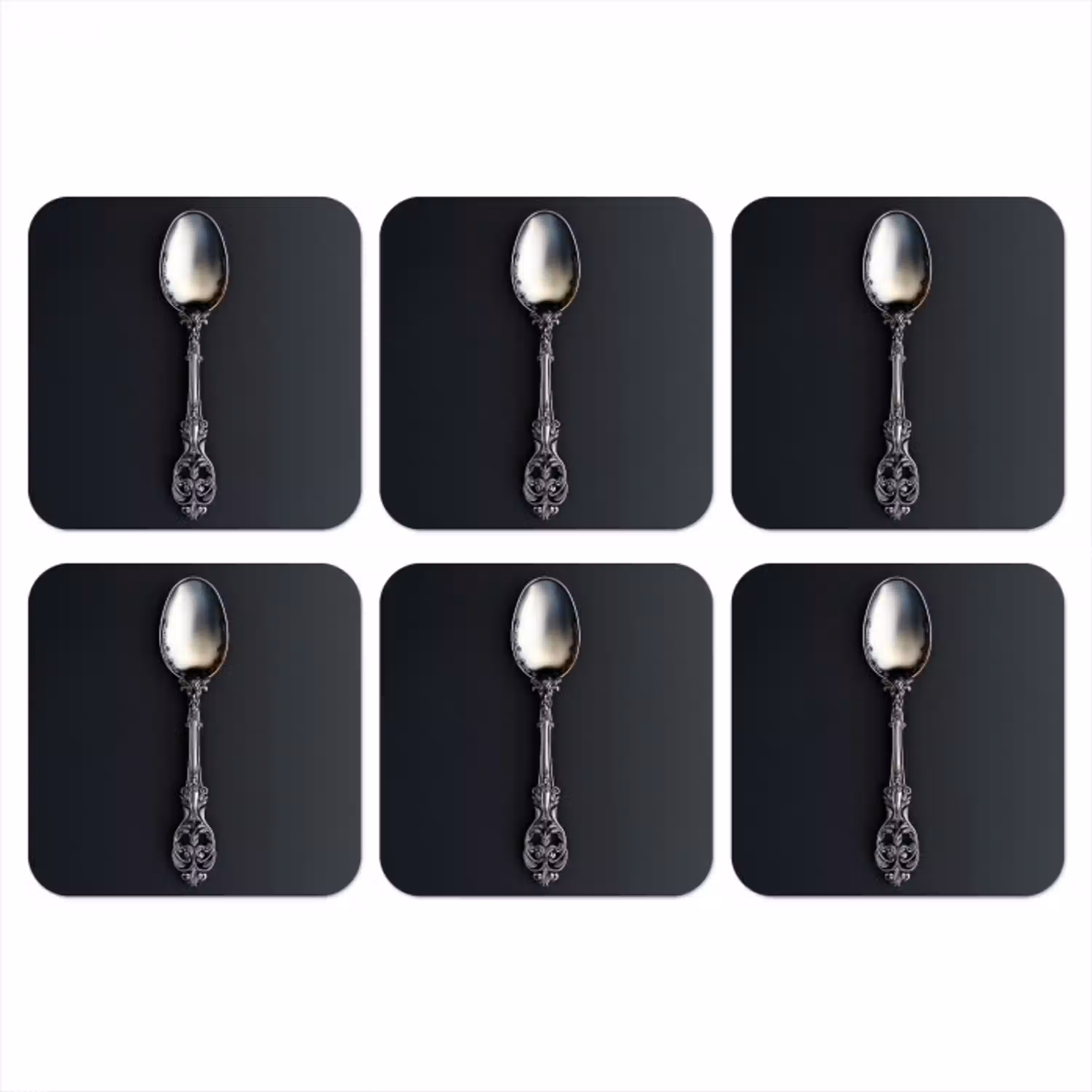 Lepel - Zilver - Metaal onderzetter kurk middel -3d