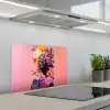 Kleurrijk - Bloemen - Vrouw - Zon keuken achterwand spatscherm klein -3d_schuin