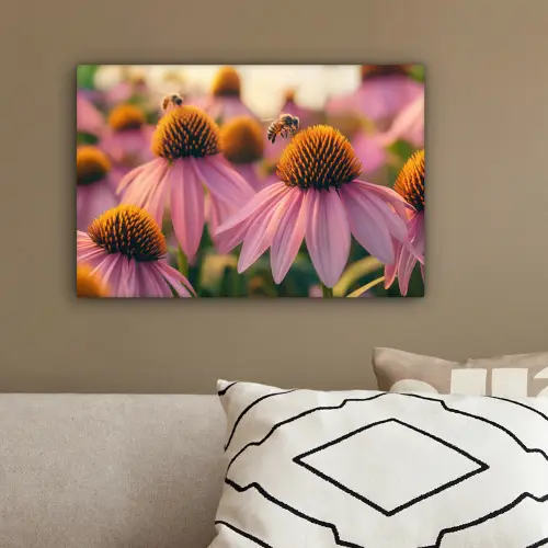 Bloemen - Paars - Bijen canvas 2cm klein -sfeer3