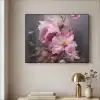 Bloemen - Roze - Stilleven - Kunst Textielframe zwart klein -sfeer2