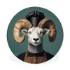 Geit - Hoorns - Kokskleding Wandcirkel aluminium klein -3d