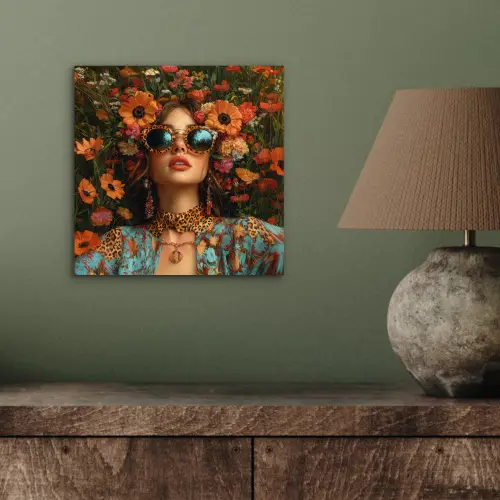 Vrouwen - Bloemen - Modern - Bril - Abstract aluminium wit klein -sfeer2