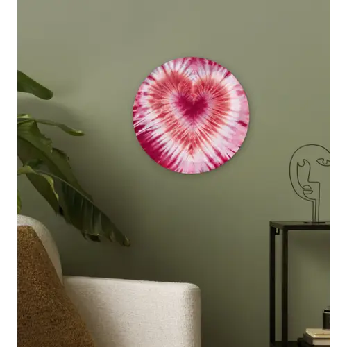 Hartvorm - Roze - Tie dye Wandcirkel kunststof plaat 5mm dik klein -sfeer3