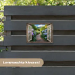 Doorkijk - Hortensia - Pad - Natuur tuinposter los doek klein -sfeer3