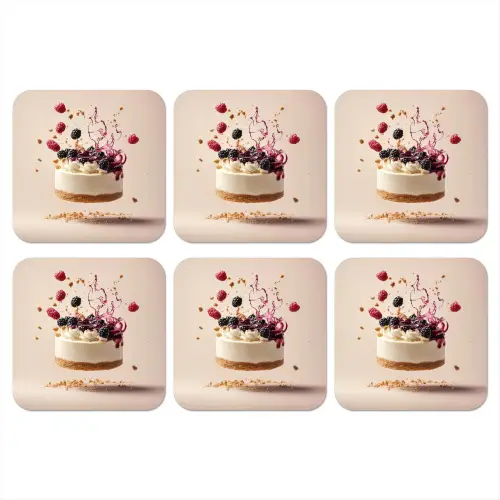 Cheesecake - Eten - Roze - Taart onderzetter kurk middel -3d
