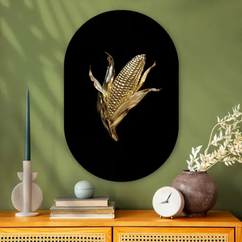 Mais - Eten - Goud - Zwart Wandcirkel Ovaal Glas middel -sfeer2