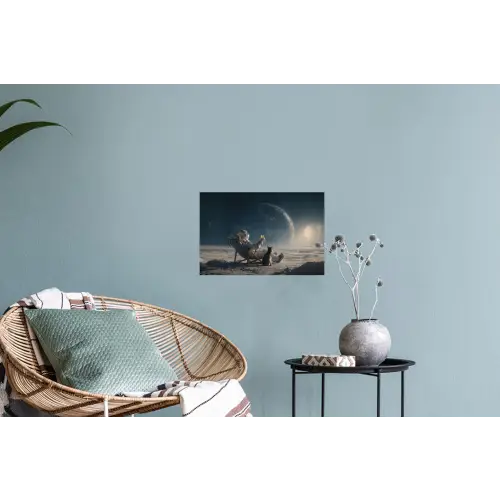 Maan - Kat - Astronaut - Ruimte Muursticker klein -plant